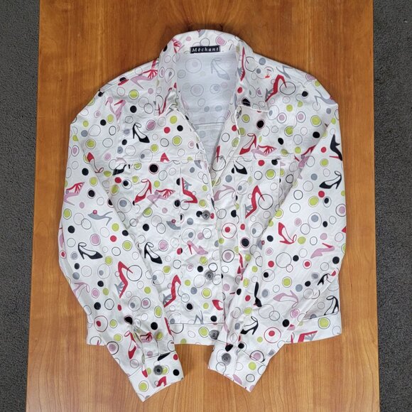 Mechant High Heeled Shoes Novelty Print Cream Jacket - M - Picture 6 of 10